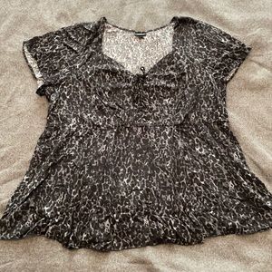 Torrid Leopard Print Lace Up Short Sleeve Top